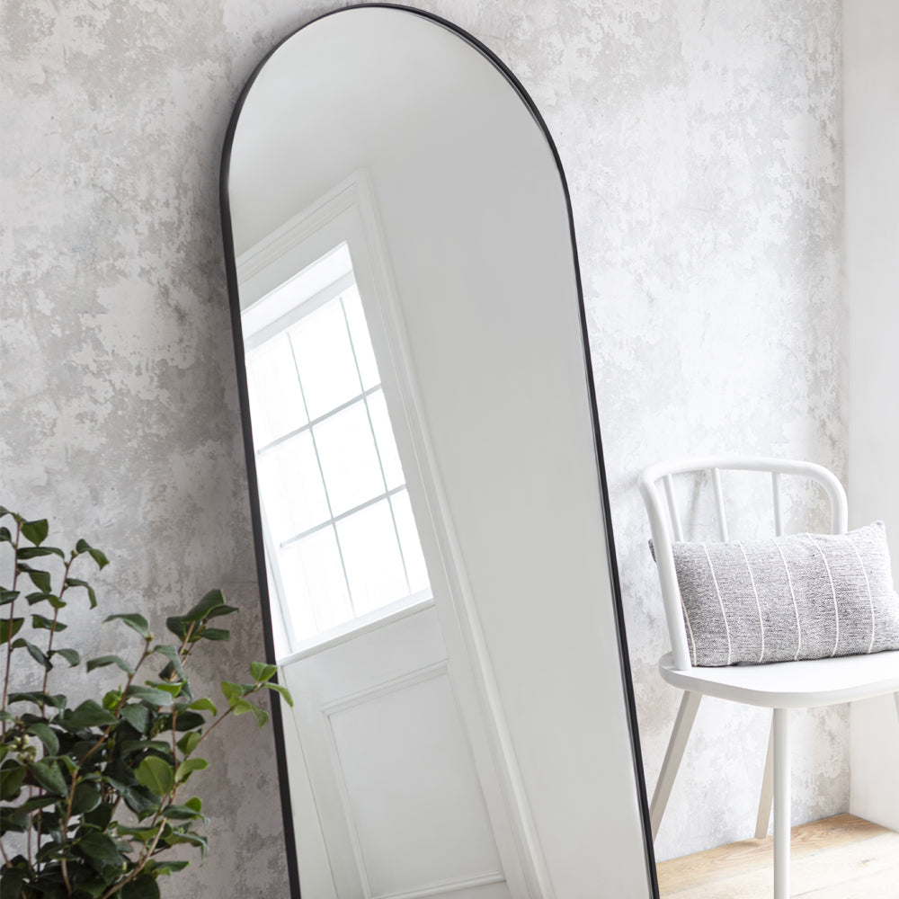 Product photograph of Garden Trading Charlcombe Large Arched Leaning Mirror In Iron from Olivia's