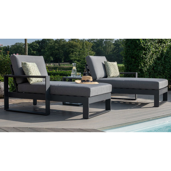Maze Rattan Amalfi Outdoor Lounger With Side Table In Grey