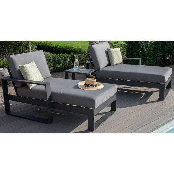 Product photograph of Maze Amalfi Outdoor Lounger With Side Table In Grey from Olivia's.