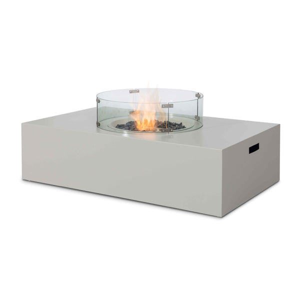 Maze Rattan Wide Fire Pit Coffee Table In Pebble White