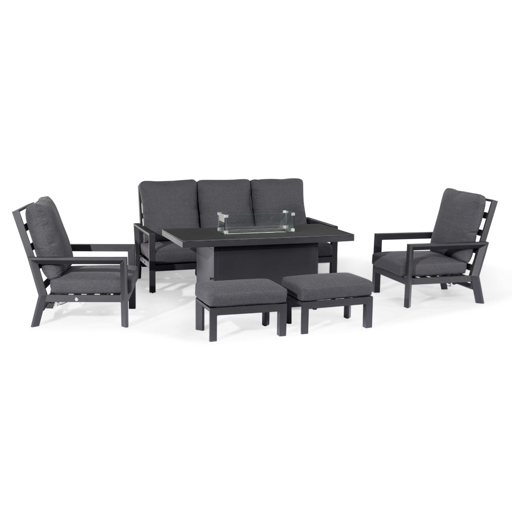 Product photograph of Maze Manhattan Reclining 3 Seat Sofa Set With Fire Pit Grey from Olivia's