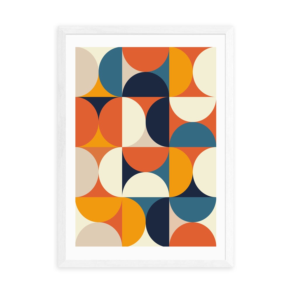 Product photograph of Mid Century Half Circles Autumn By Ana Rut Bre - A2 White Framed Art Print from Olivia's.