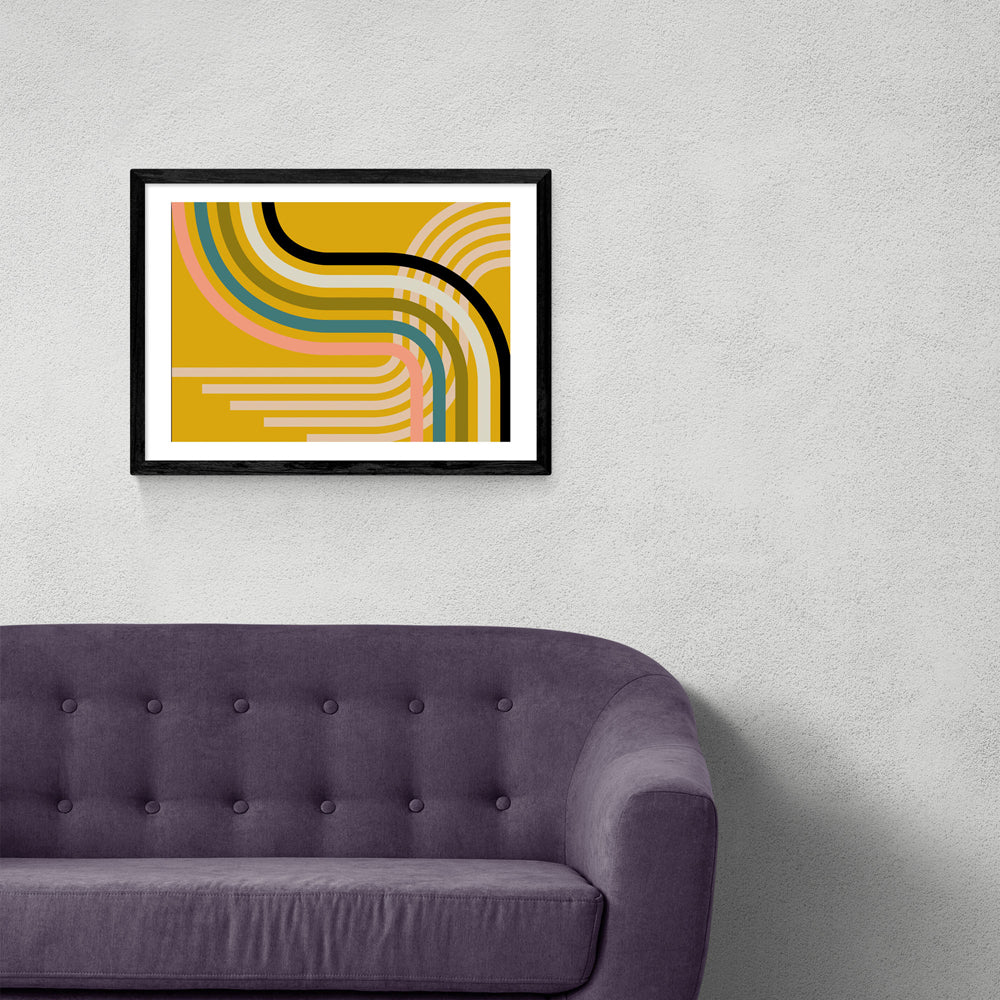 Product photograph of Mid- Century Curve By Ana Rut Bre - A3 Black Framed Art Print from Olivia's.