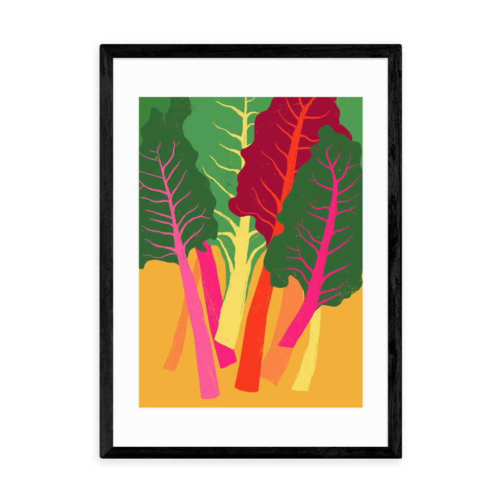 Product photograph of Rainbow Chard By Anek - A2 Black Framed Art Print from Olivia's.