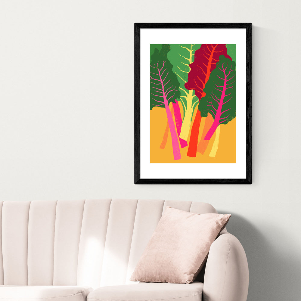 Product photograph of Rainbow Chard By Anek - A2 Black Framed Art Print from Olivia's
