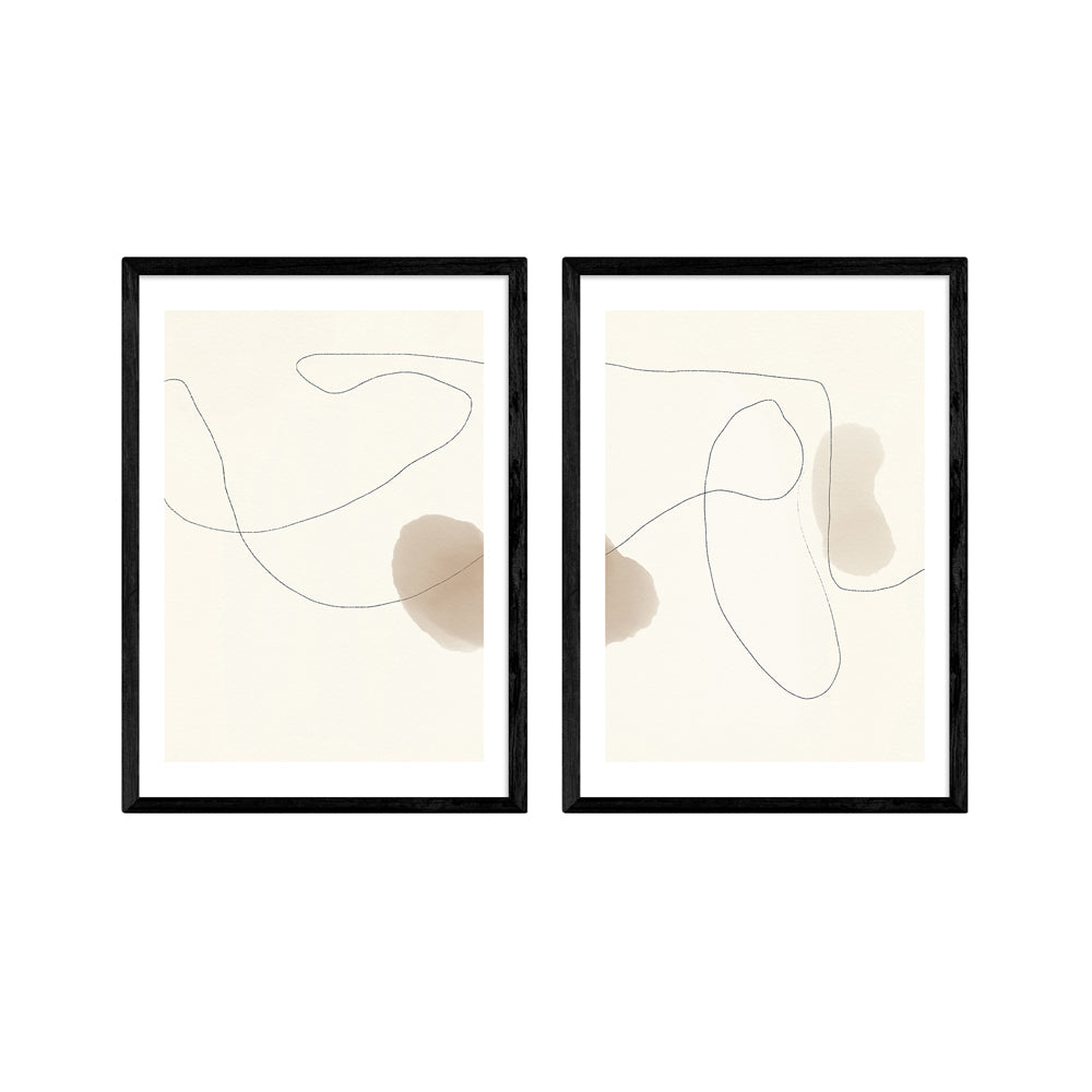 Product photograph of Swirl Twin Set By Anna Johansson - A3 Black Framed Art Print from Olivia's