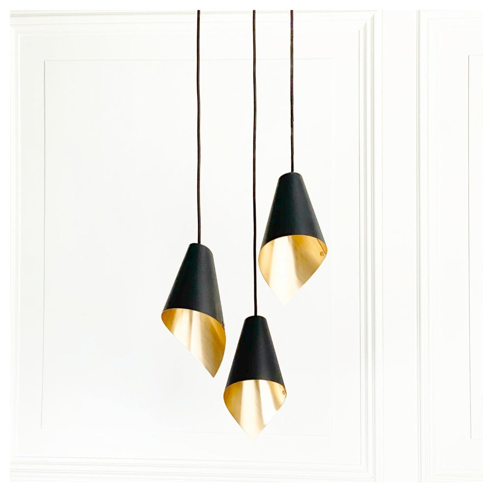 Product photograph of Arcform Lighting - Arc 3 Pendant Light In Gold Black Maxi from Olivia's