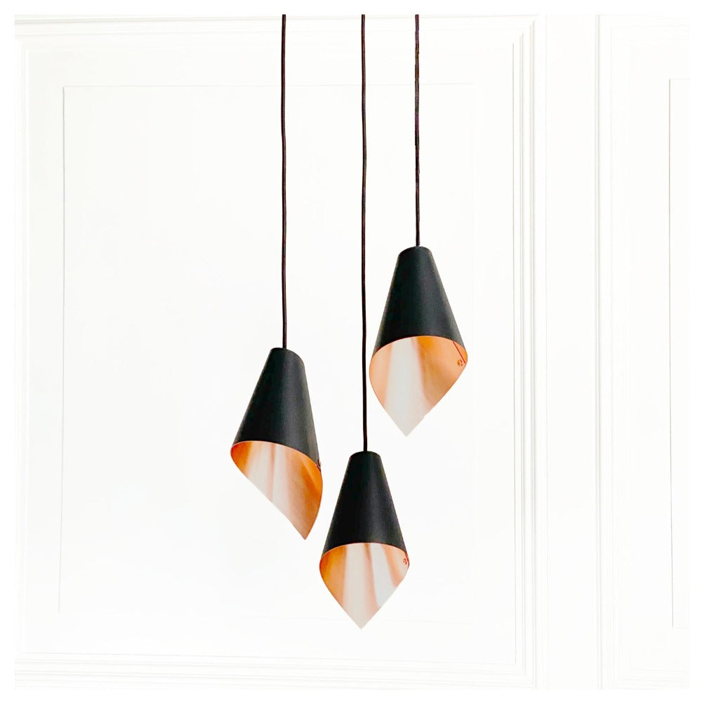 Product photograph of Arcform Lighting - Arc 3 Pendant Light In Brushed Copper Black Standard from Olivia's