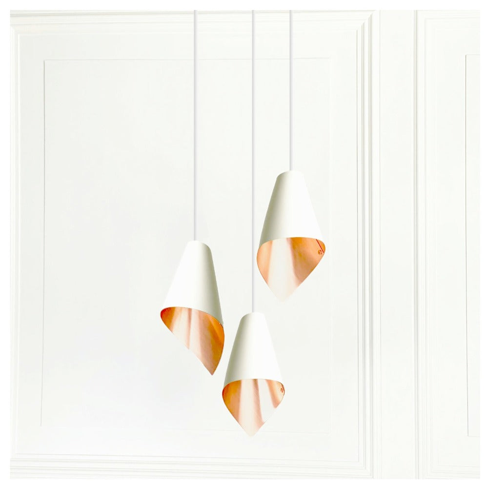 Product photograph of Arcform Lighting - Arc 3 Pendant Light In Brushed Copper White Standard from Olivia's