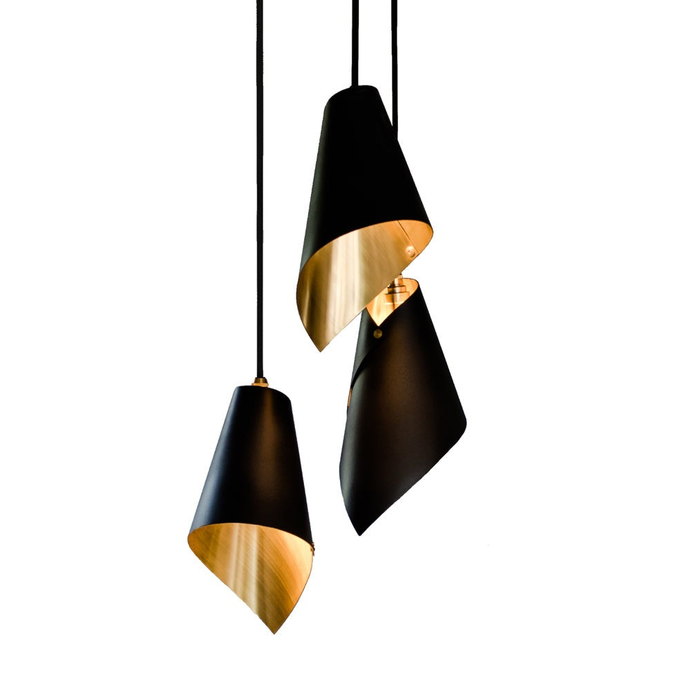 Product photograph of Arcform Lighting - Arc 3 Pendant Light In Brushed Brass Black Maxi from Olivia's.