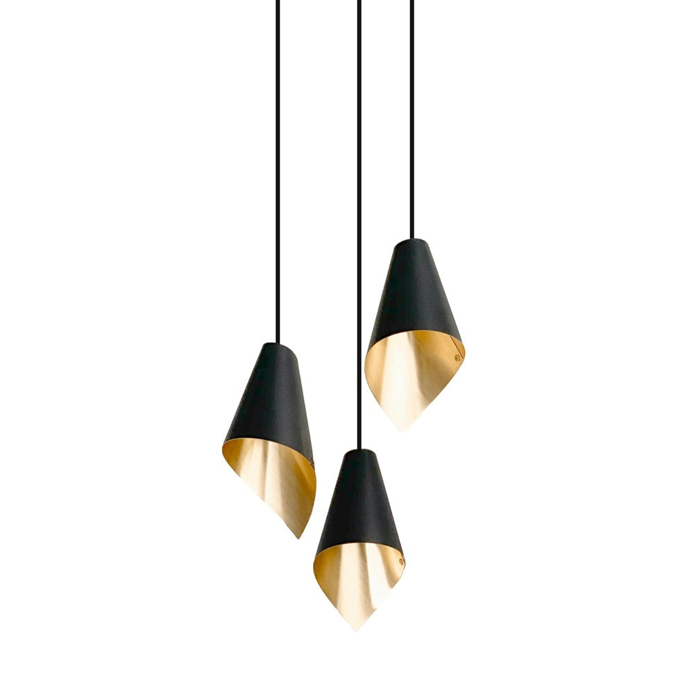 Product photograph of Arcform Lighting - Arc 3 Pendant Light In Brushed Brass Black Standard from Olivia's.