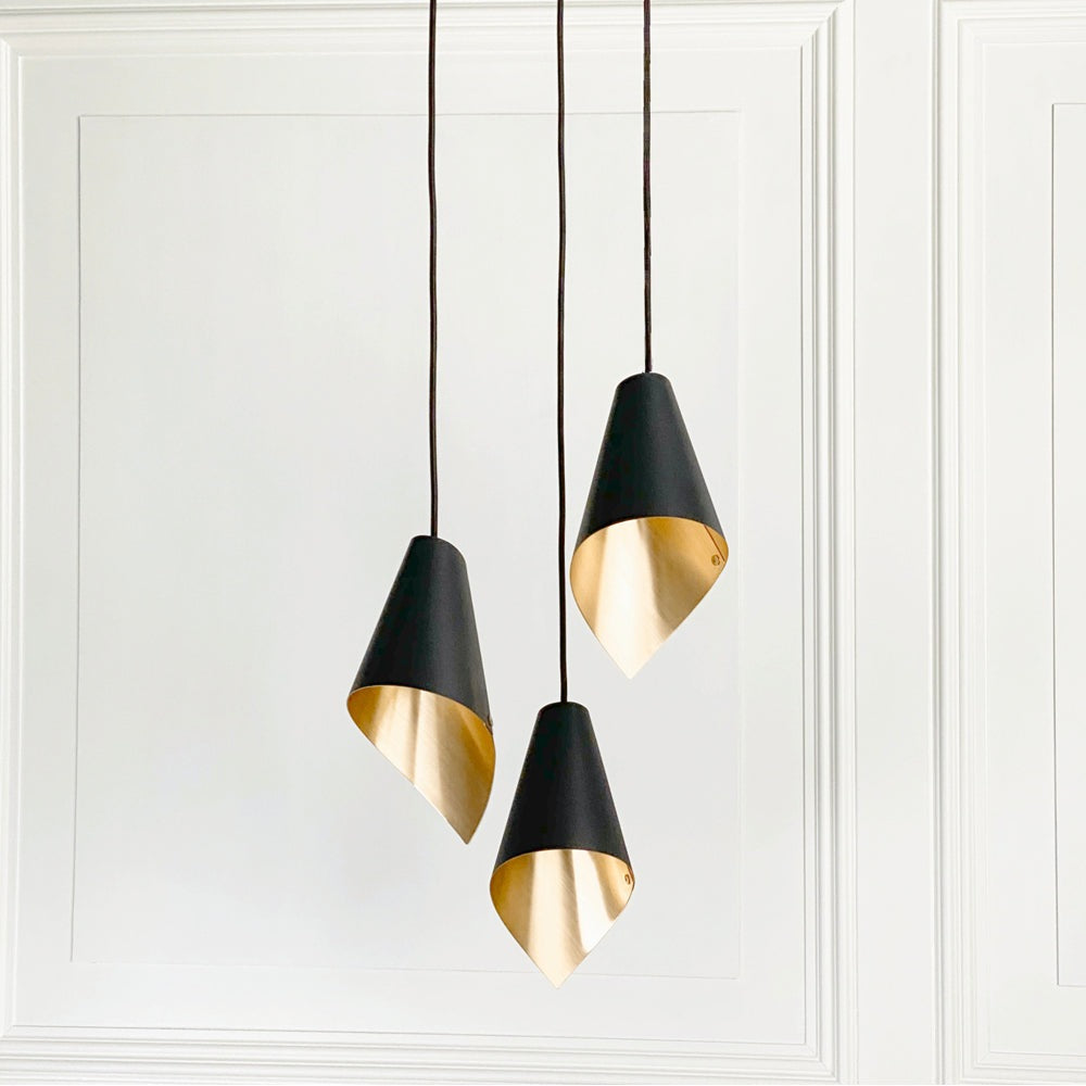 Product photograph of Arcform Lighting - Arc 3 Pendant Light In Brushed Brass Black Maxi from Olivia's.