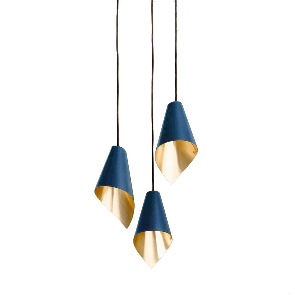 Product photograph of Arcform Lighting - Arc 3 Pendant Light In Brushed Brass Blue Maxi from Olivia's.