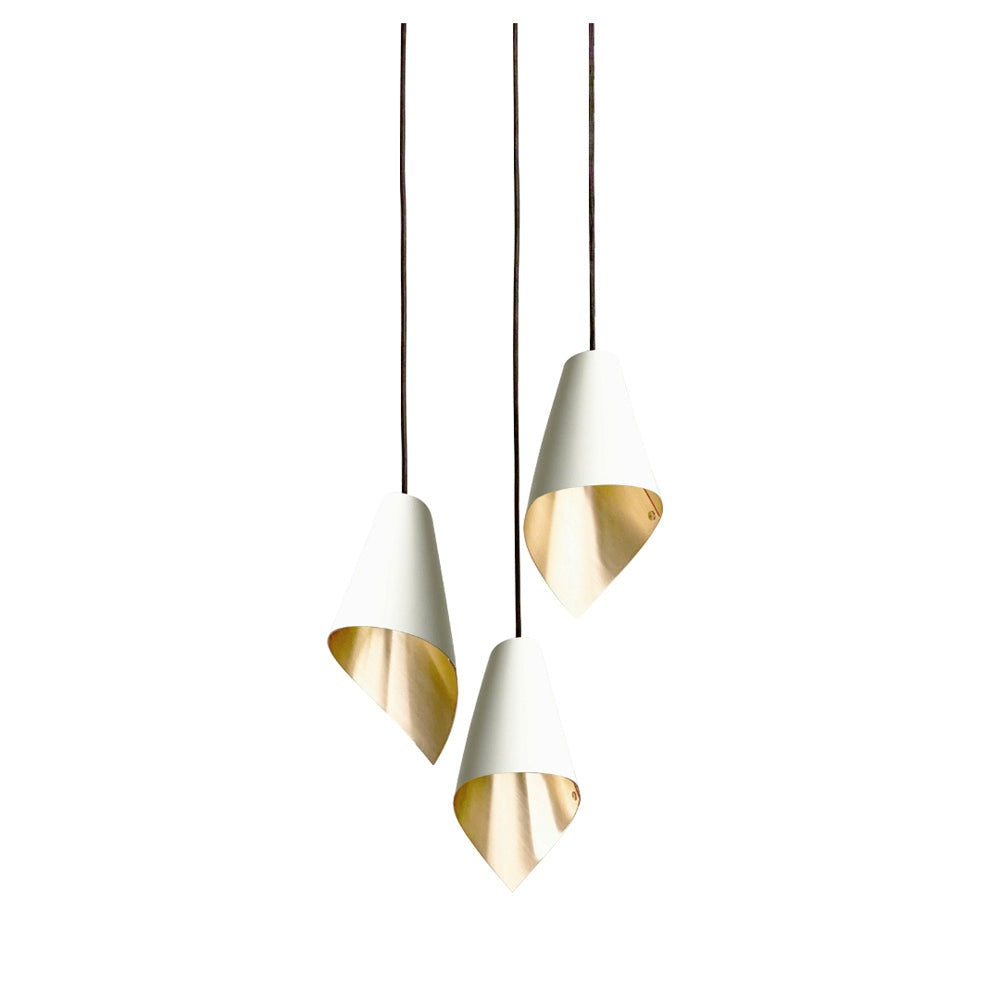Product photograph of Arcform Lighting - Arc 3 Pendant Light In Brushed Brass White Maxi from Olivia's.