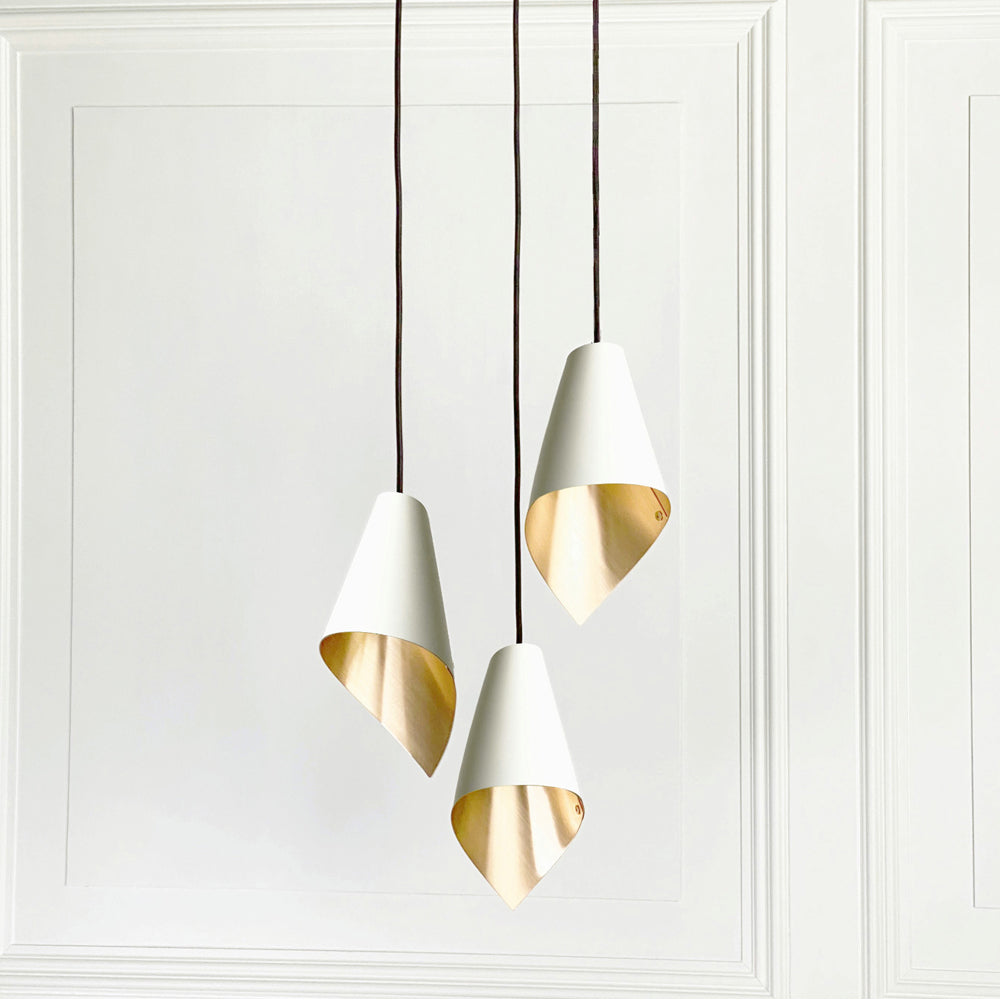 Product photograph of Arcform Lighting - Arc 3 Pendant Light In Brushed Brass White Standard from Olivia's.