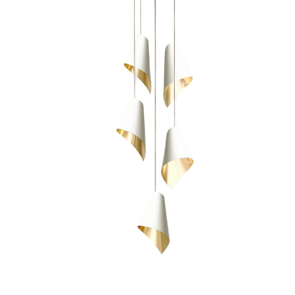 Product photograph of Arcform Lighting - Arc 5 Pendant Cascade Light In Brushed Brass White from Olivia's