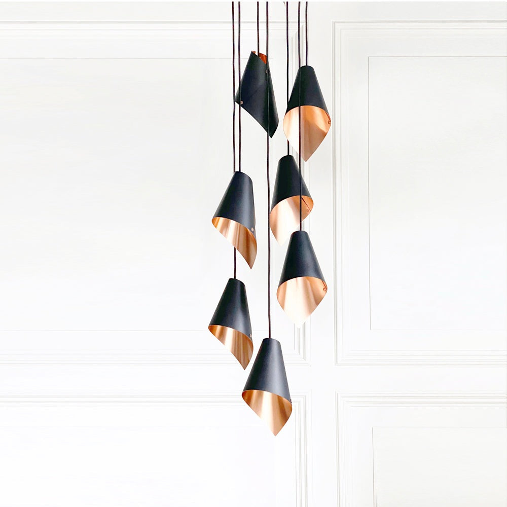 Product photograph of Arcform Lighting - Arc 7 Pendant Cascade Light In Gold Black from Olivia's.