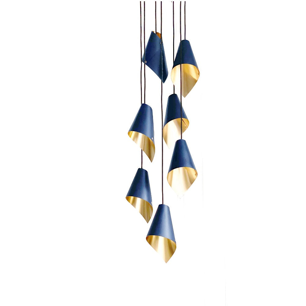 Product photograph of Arcform Lighting - Arc 7 Pendant Cascade Light In Gold Blue from Olivia's