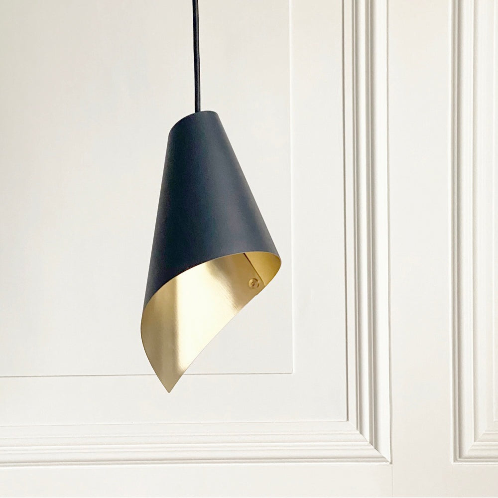 Product photograph of Arcform Lighting - Arc Single Pendant Light In Brushed Brass Black Maxi from Olivia's.