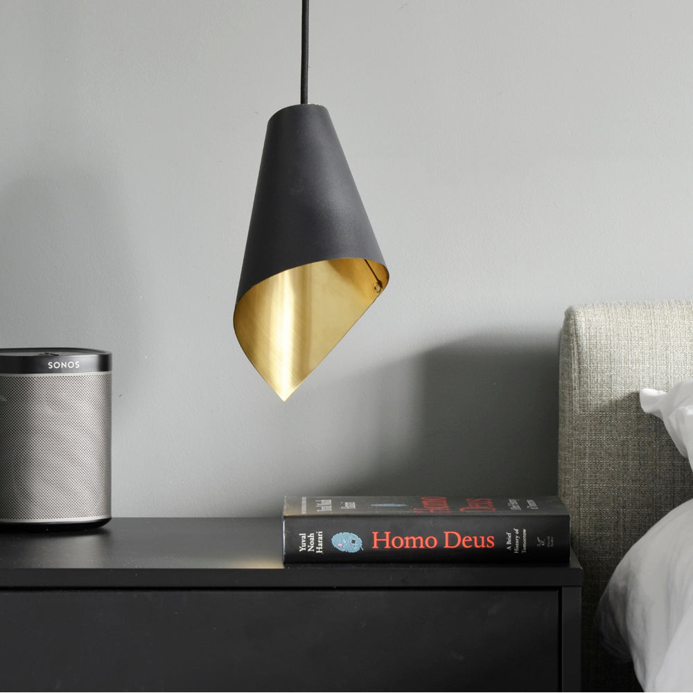 Product photograph of Arcform Lighting - Arc Single Pendant Light In Brushed Brass Black Maxi from Olivia's.