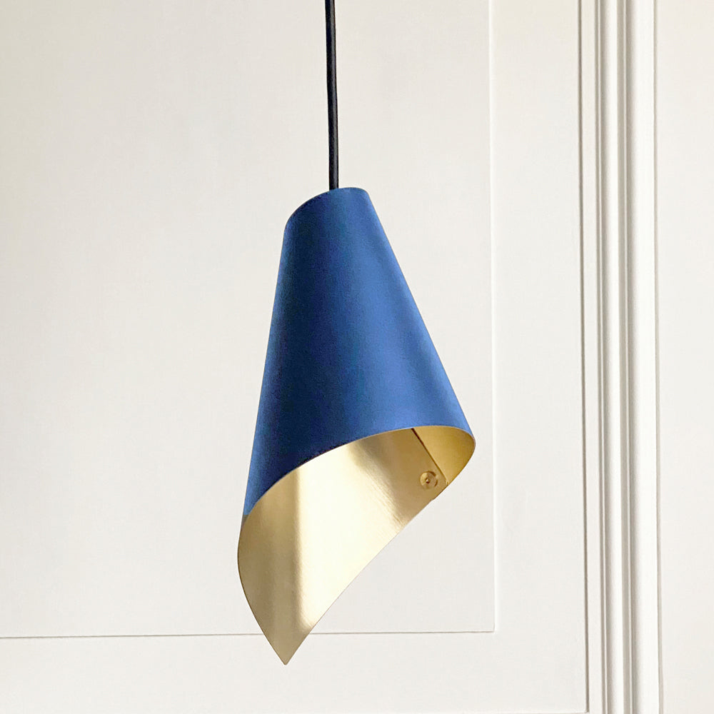 Product photograph of Arcform Lighting - Arc Single Pendant Light In Brushed Brass Blue Maxi from Olivia's.