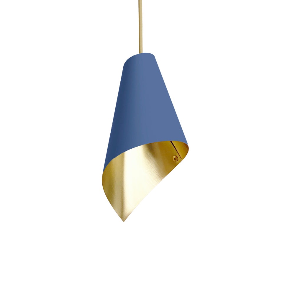 Arcform Lighting Arc Single Pendant Light In Brushed Brass Blue Standard