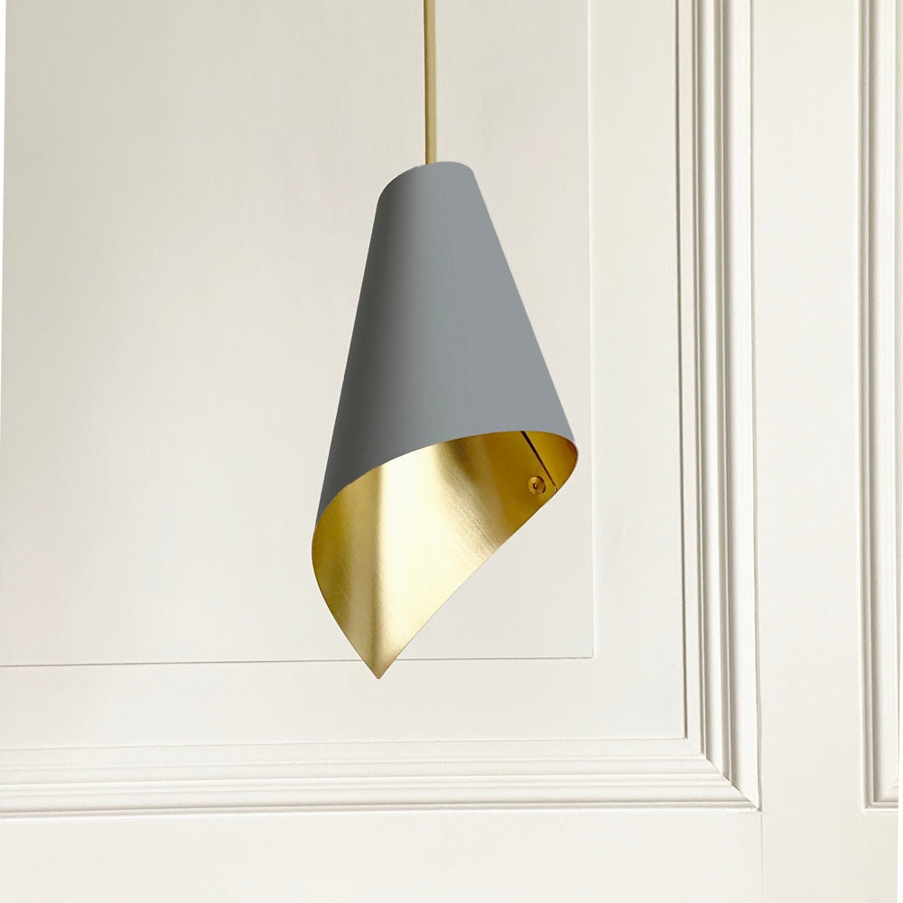 Product photograph of Arcform Lighting - Arc Single Pendant Light In Brushed Brass Grey Maxi from Olivia's.