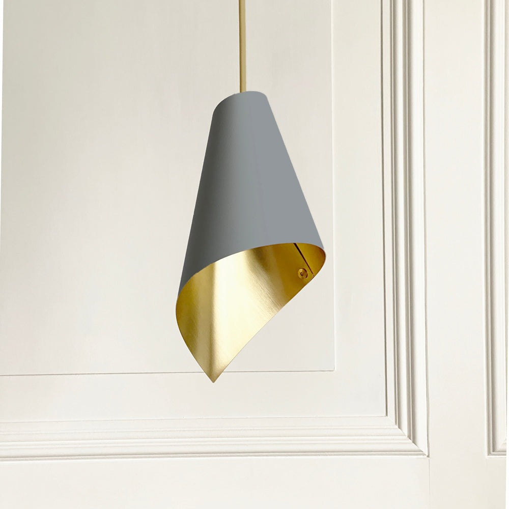 Arcform Lighting Arc Single Pendant Light In Brushed Brass Grey Standard