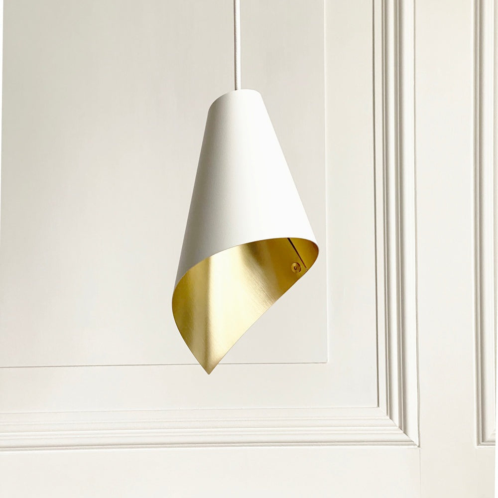Product photograph of Arcform Lighting - Arc Single Pendant Light In Brushed Brass White Maxi from Olivia's.