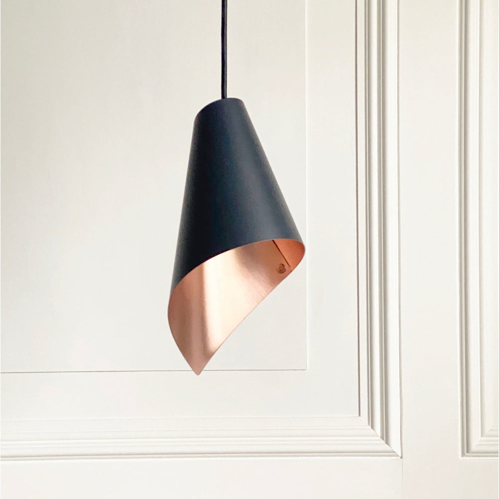 Product photograph of Arcform Lighting - Arc Single Pendant Light In Brushed Copper Black Maxi from Olivia's.