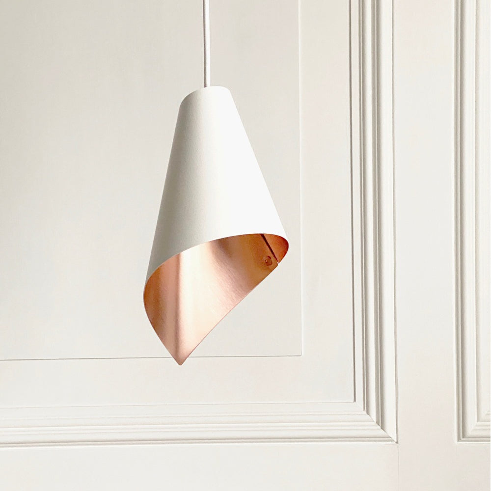 Product photograph of Arcform Lighting - Arc Single Pendant Light In Brushed Copper White Standard from Olivia's.
