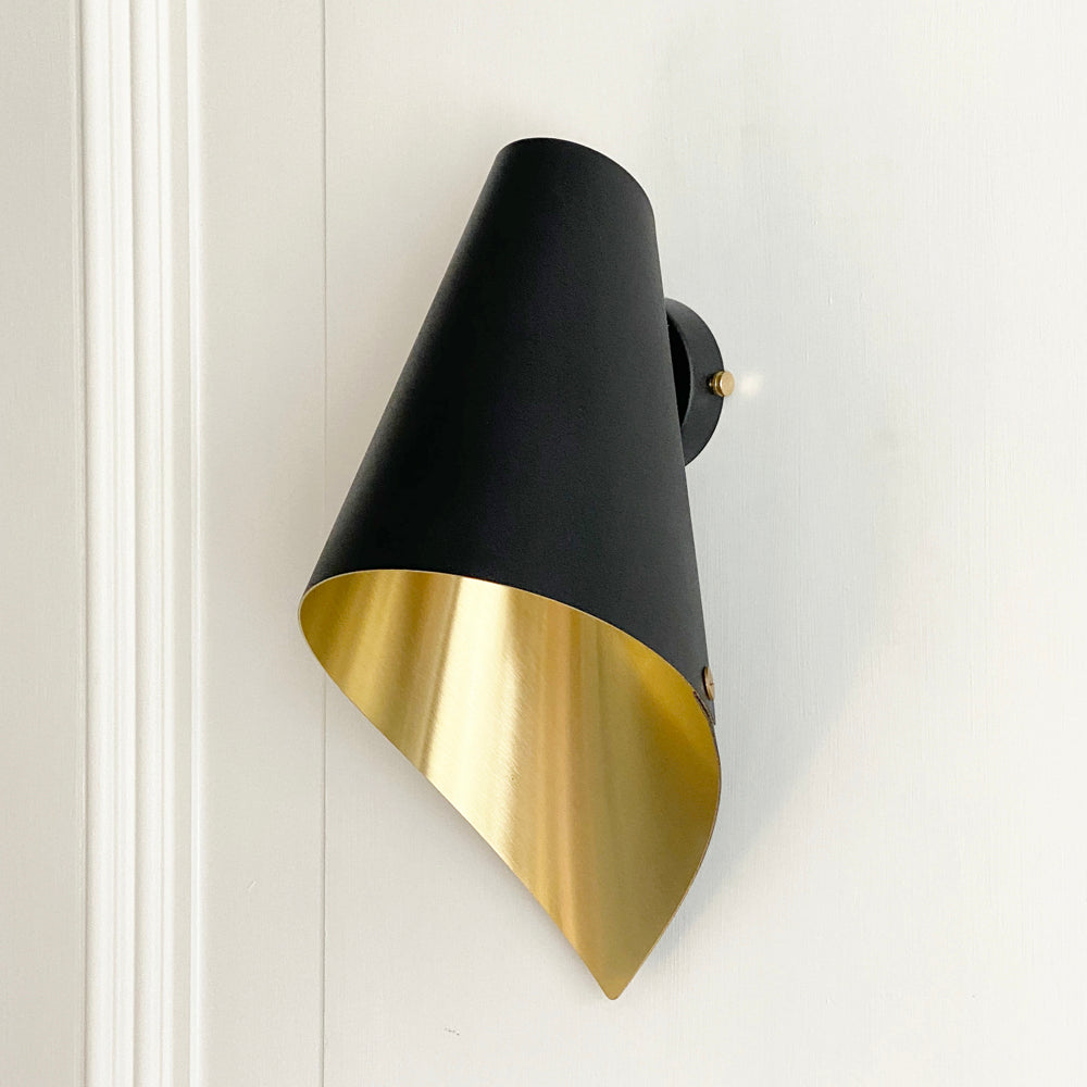 Product photograph of Arcform Lighting - Arc Wall Light In Brushed Brass Black Maxi from Olivia's.
