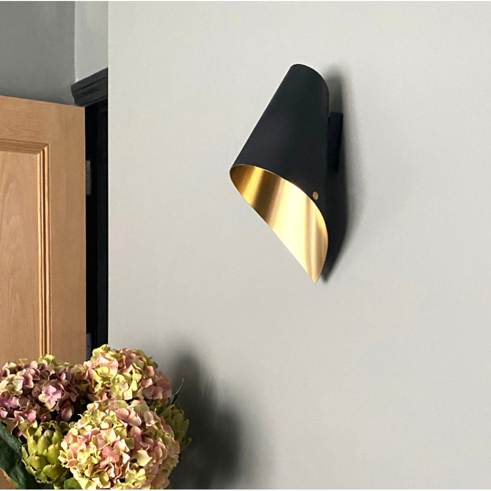 Product photograph of Arcform Lighting - Arc Wall Light In Brushed Brass Black Maxi from Olivia's.