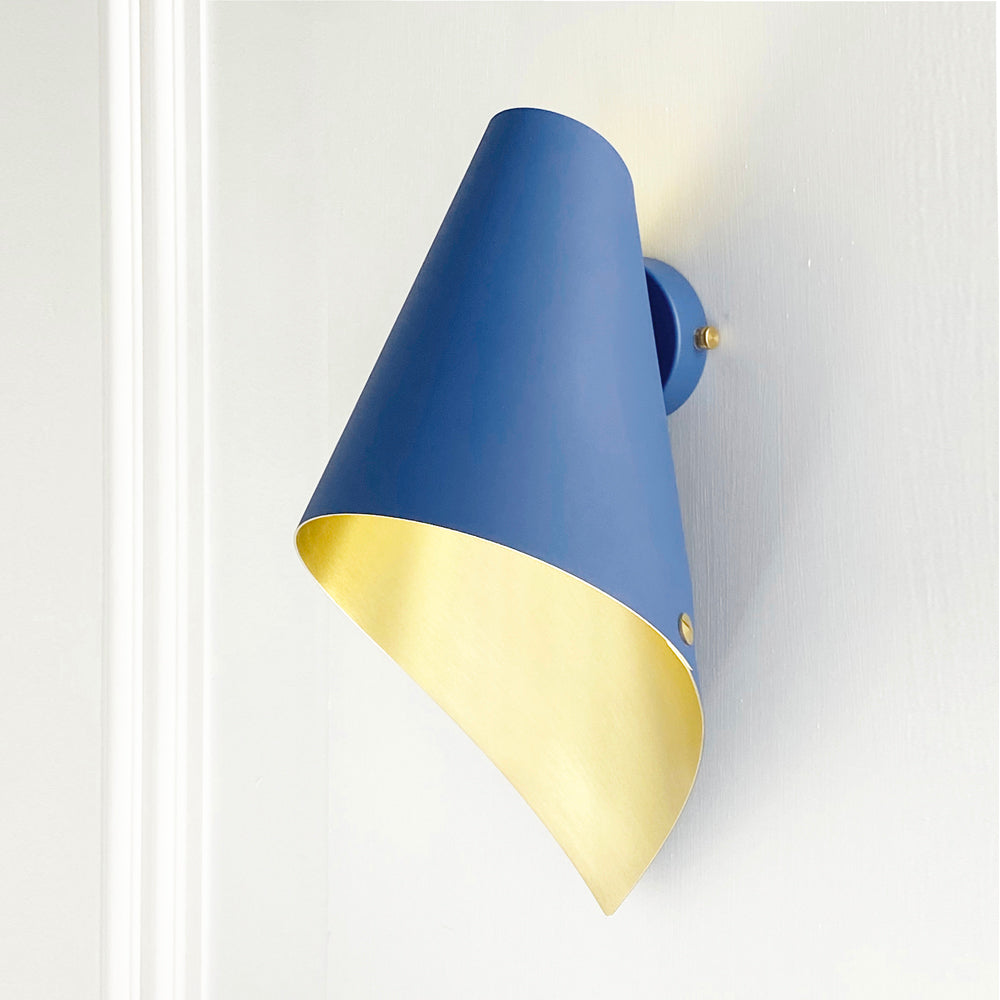 Product photograph of Arcform Lighting - Arc Wall Light In Brushed Brass Blue Standard from Olivia's.