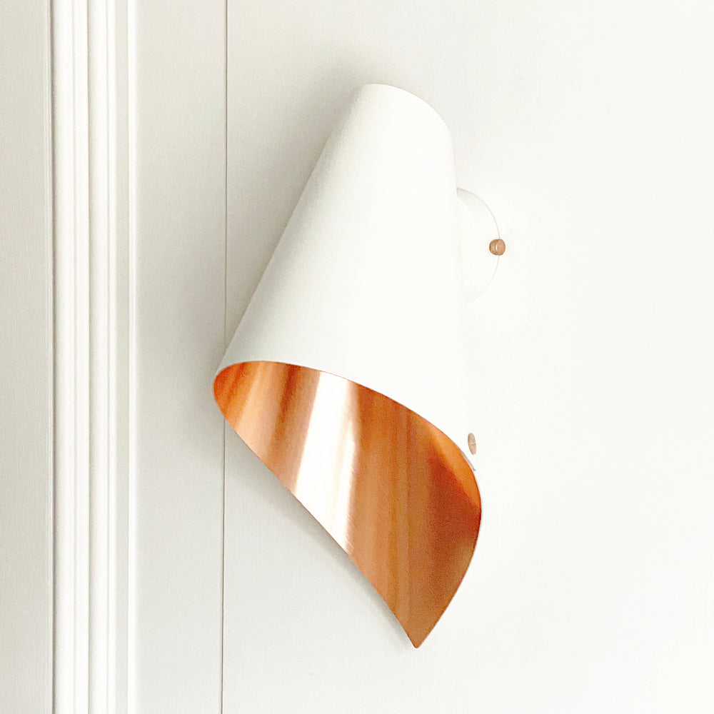 Product photograph of Arcform Lighting - Arc Wall Light In Brushed Copper White Maxi from Olivia's.