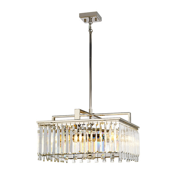 Product photograph of Elstead Aries 4 Light Chandelier Polished Nickel Plated With K5 Glass Crystals Small from Olivia's.