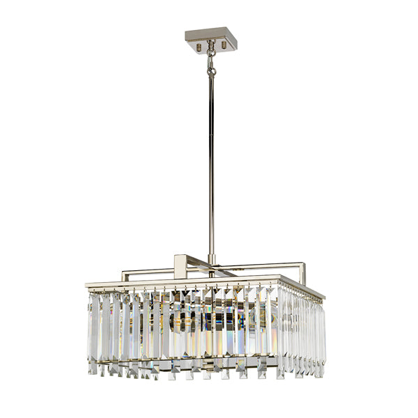 Product photograph of Elstead Aries 4 Light Chandelier Polished Nickel Plated With K5 Glass Crystals Large from Olivia's.