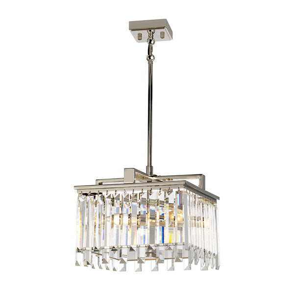 Product photograph of Elstead Aries 4 Light Chandelier Polished Nickel Plated With K5 Glass Crystals Small from Olivia's