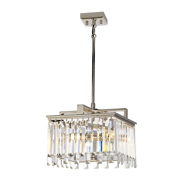 Product photograph of Elstead Aries 4 Light Chandelier Polished Nickel Plated With K5 Glass Crystals Large from Olivia's