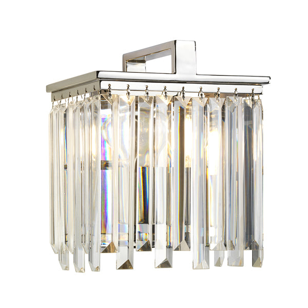 Product photograph of Elstead Aries 1 Light Wall Light Polished Nickel Plated With K5 Glass Crystals from Olivia's