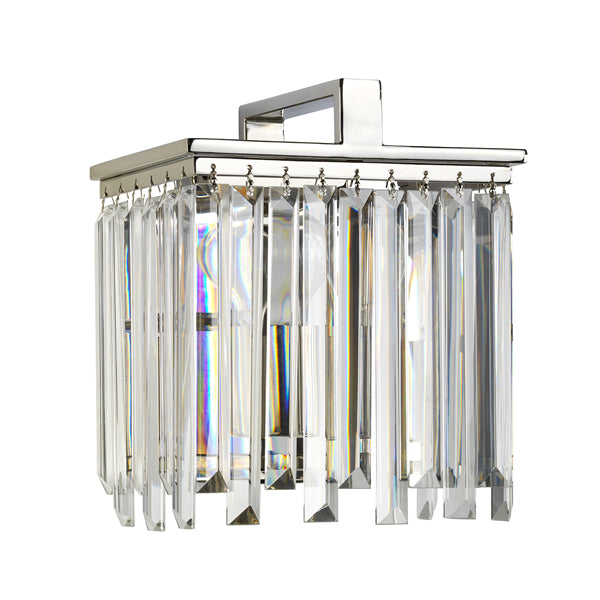 Product photograph of Elstead Aries 1 Light Wall Light Polished Nickel Plated With K5 Glass Crystals from Olivia's.