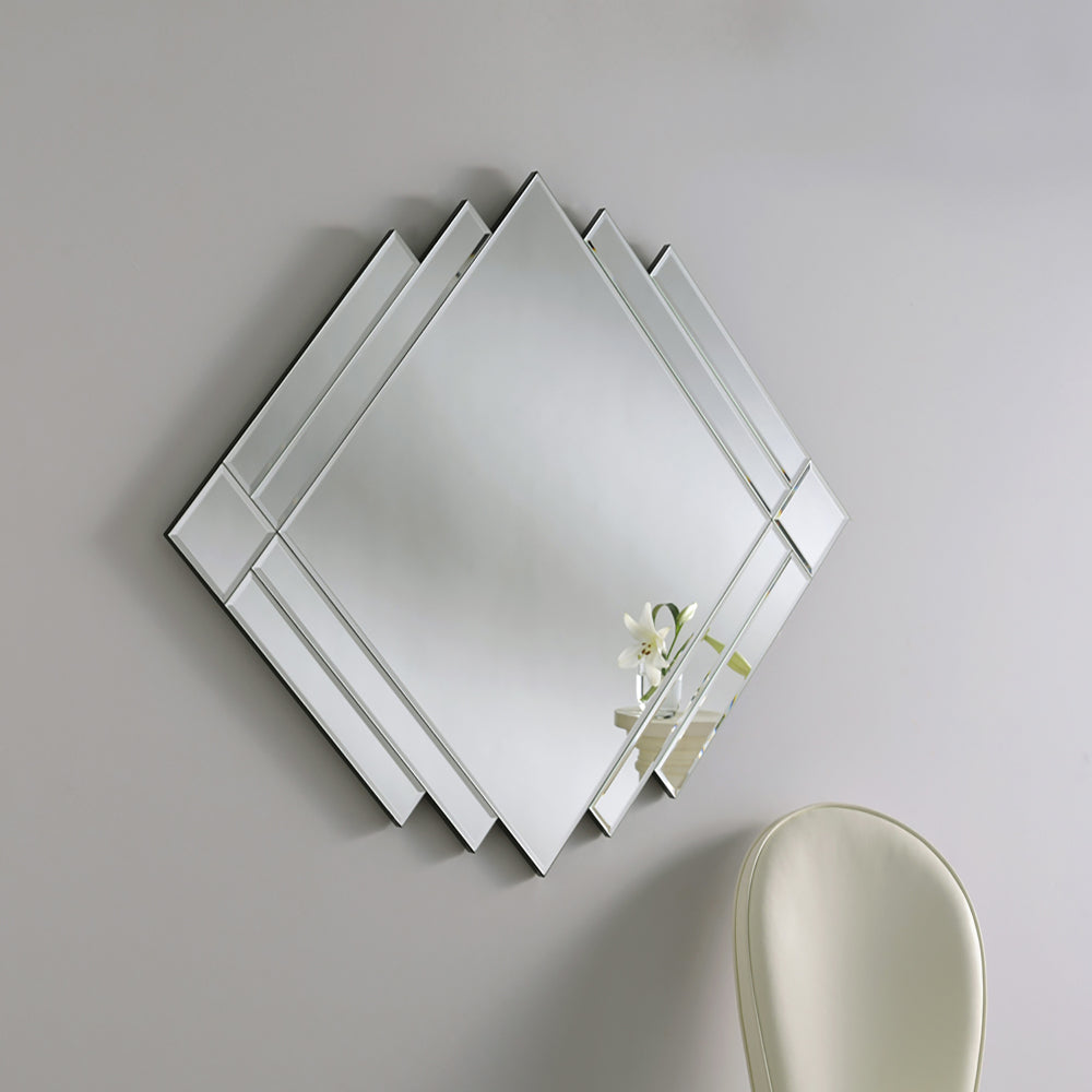 Product photograph of Olivia S Aomori Art Deco Wall Mirror In Black from Olivia's
