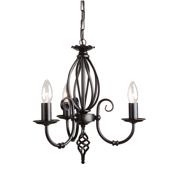 Product photograph of Elstead Artisan 3 Light Chandelier Black from Olivia's