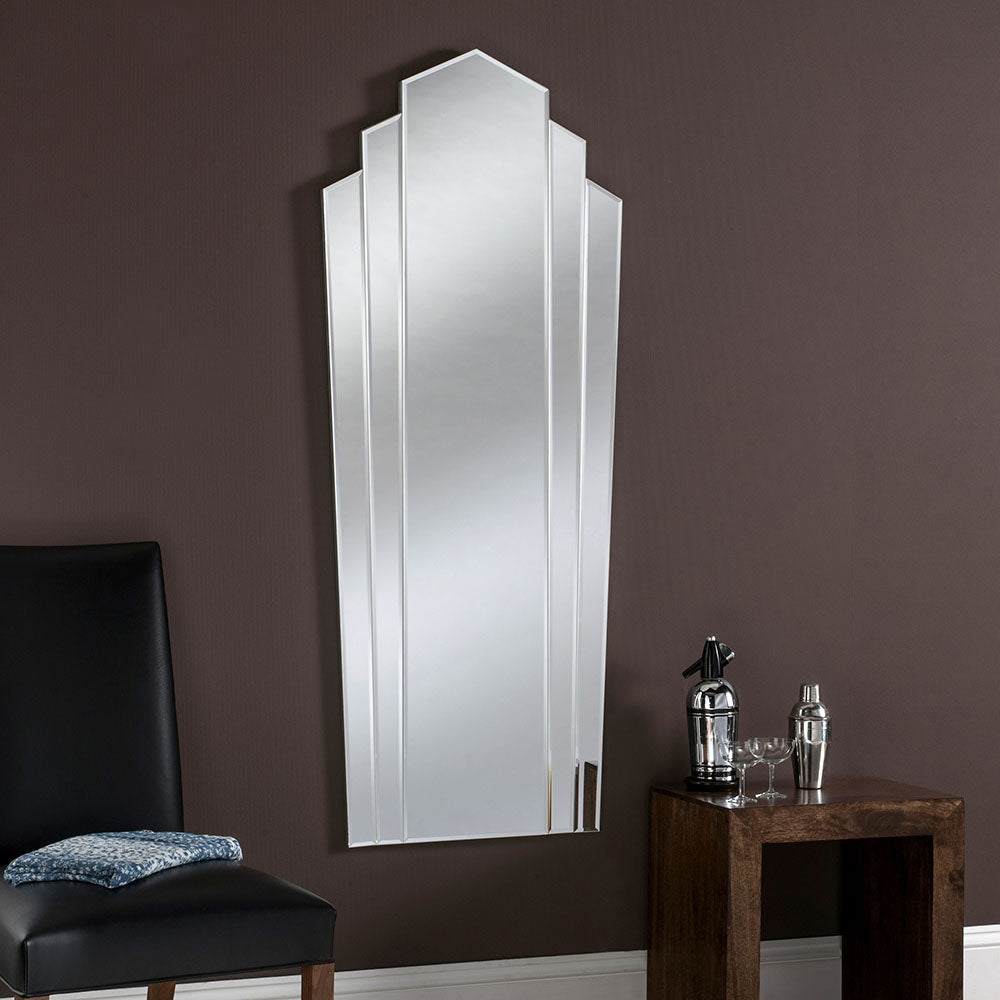 Product photograph of Olivia S Altona Art Deco Bevelled Full Length Wall Mirror In Silver from Olivia's