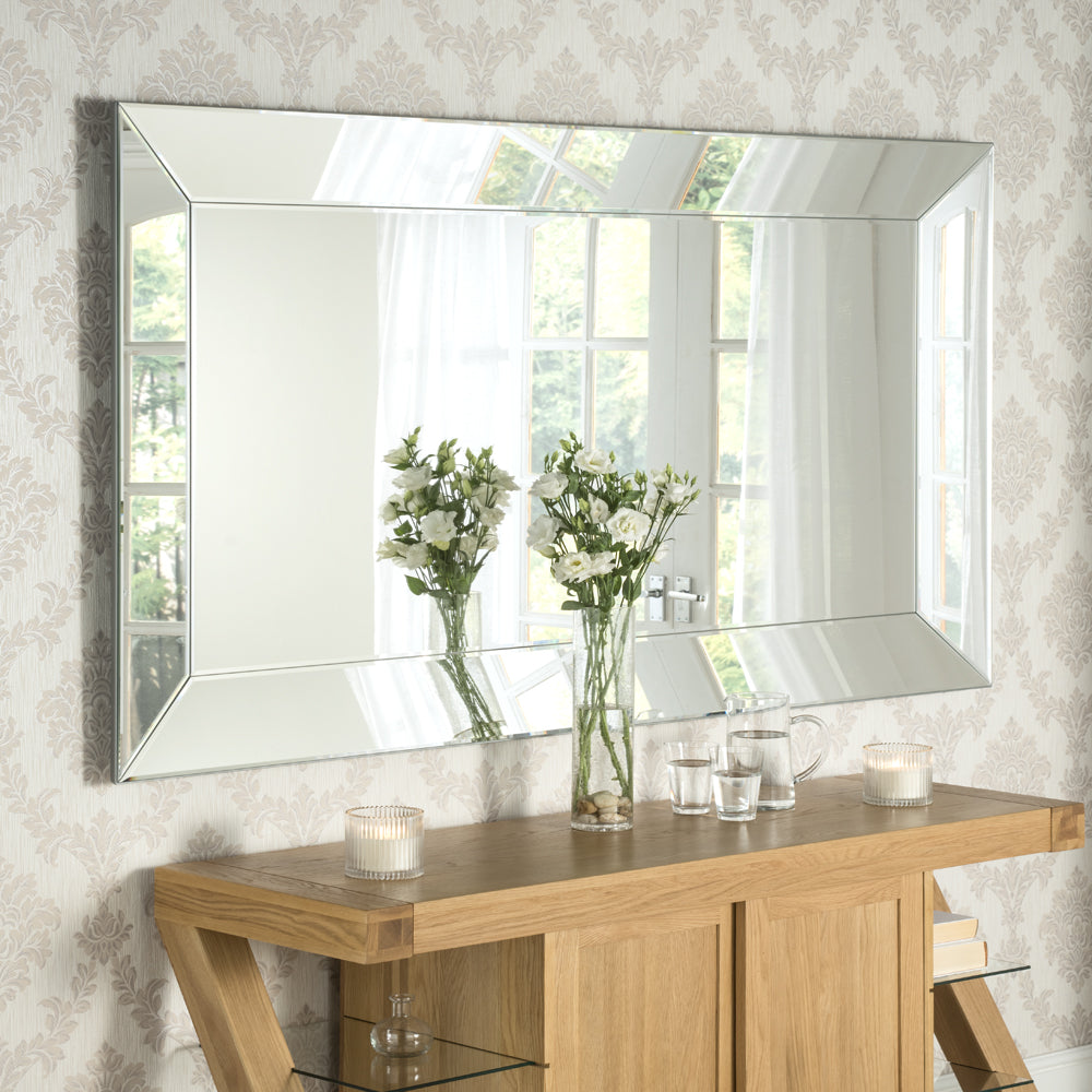 Product photograph of Olivia S Arak Bevelled Wall Mirror In Silver Medium from Olivia's.