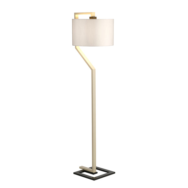 Product photograph of Elstead Axios Floor Lamp Cream Shade Dark Grey Painted Metal Base from Olivia's