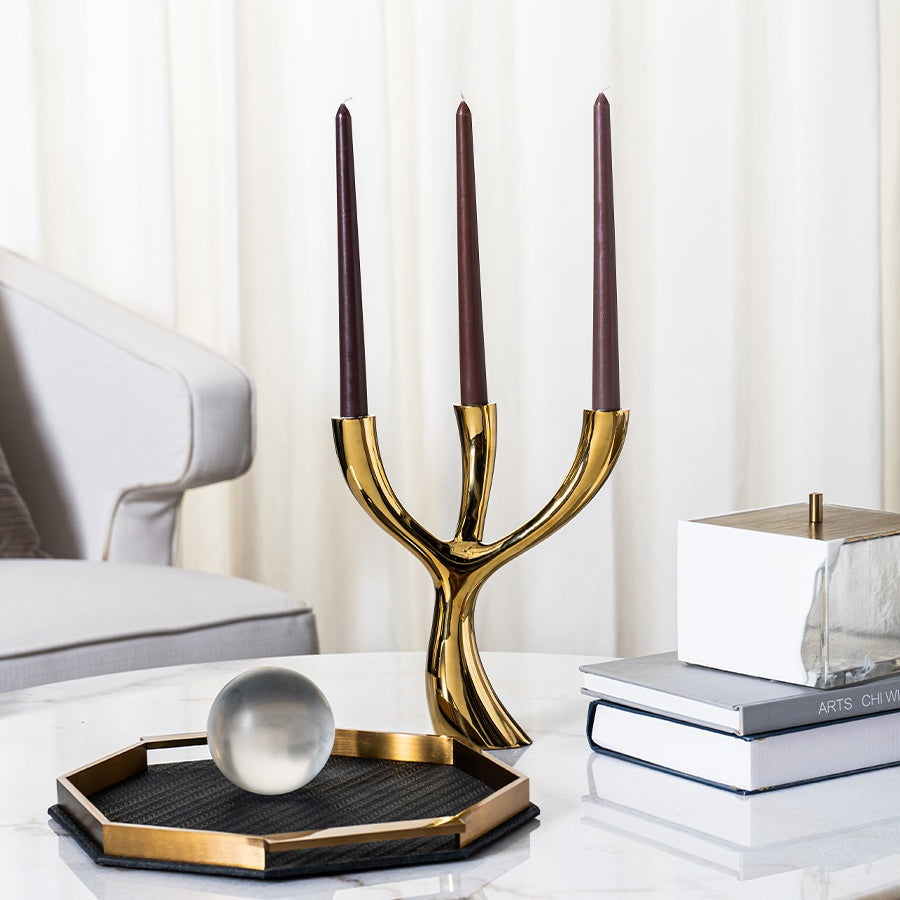 Product photograph of Liang Eimil Anthem Candle Holder Polished Brass from Olivia's.