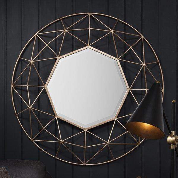 Product photograph of Gallery Interiors Andromeda Geometric Mirror In Gold from Olivia's