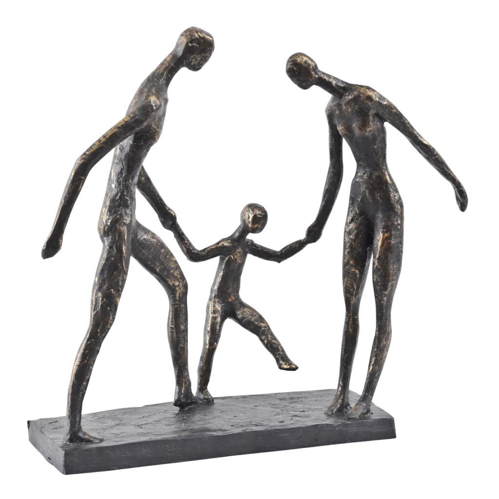 Libra Family Of Three Holding Hands Sculpture Antique Bronze