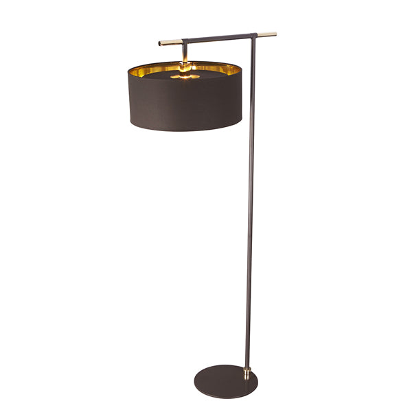 Elstead Balance 1 Light Floor Lamp Brown And Polished Brass